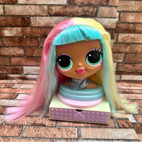 Colorful Doll Head with Pastel Hair - Picture 2 of 7